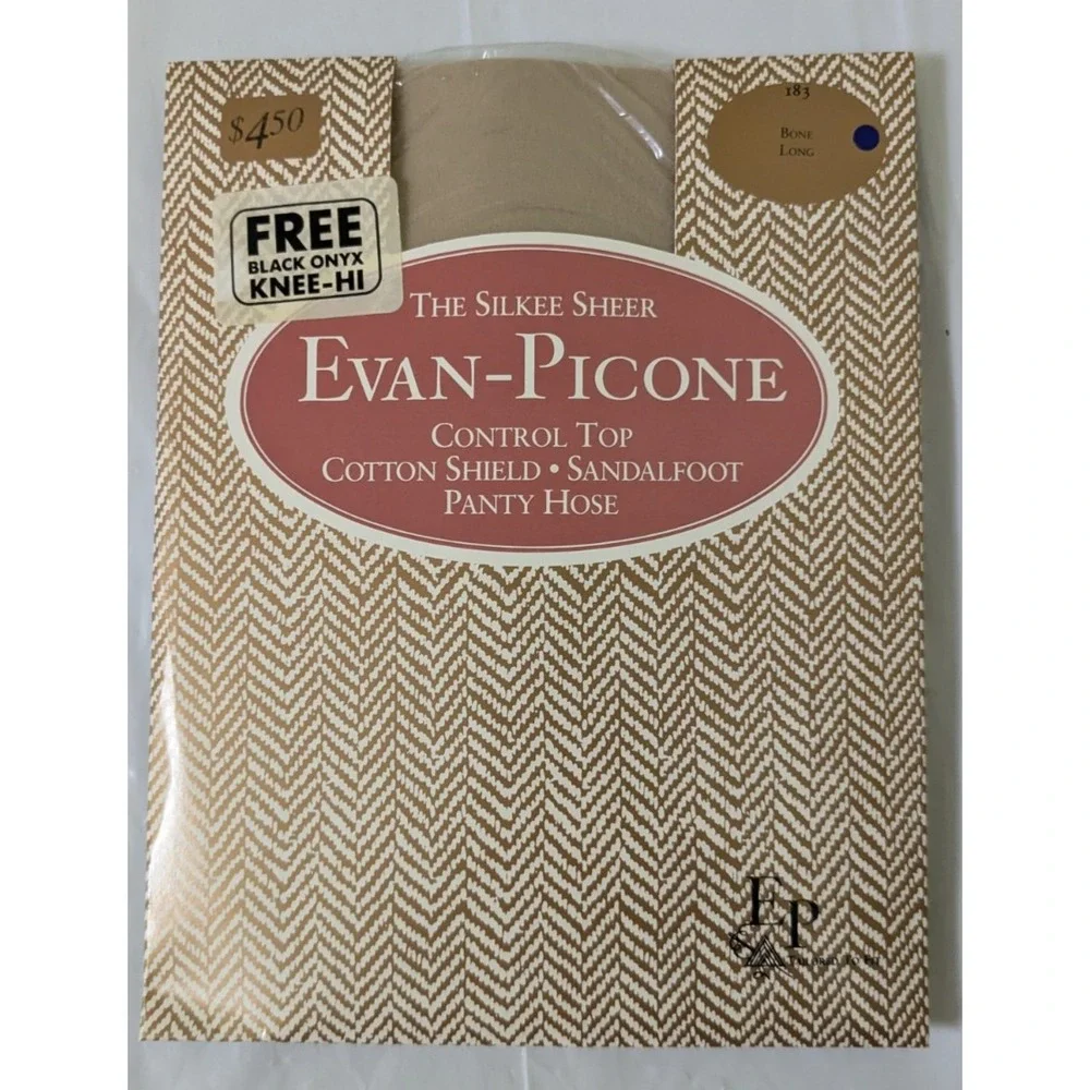 Vintage Evan-Picone The Silky Sheer All Nude Pantyhose Bone Long NOS 183 Bonus